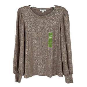 NEW John Paul Richard Sweater Pink Metallic Speckled Long Balloon Sleeves Sie L